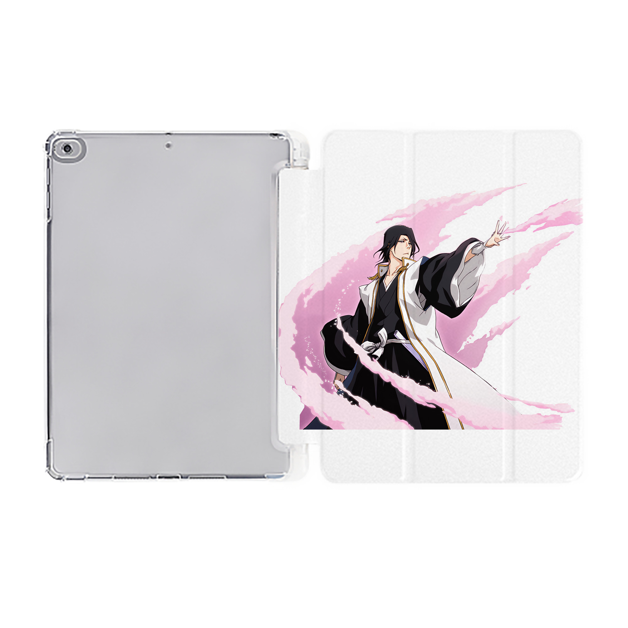 （画像用） ブリーチ くちき びゃくや BLEACH Kuchiki Byakuya IPad ケース ペン収納付き 三つ折りスタンド PUレザー×シリコン 対応機種9.5/10.5/10.9インチ